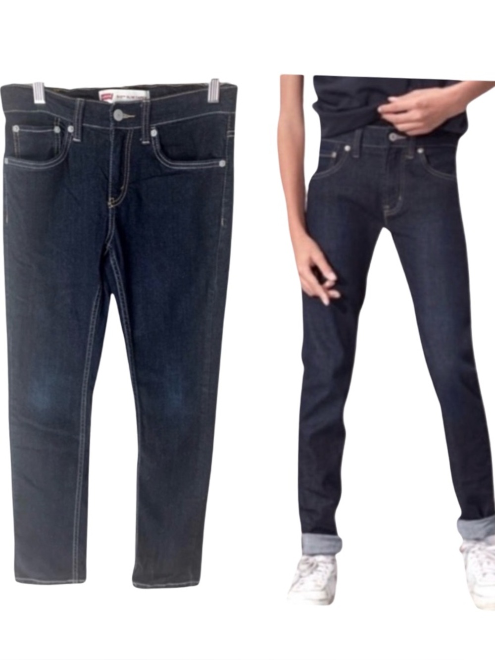 New LEVI’S 512 Slim Taper Boys Dark Wash Jeans Size 12